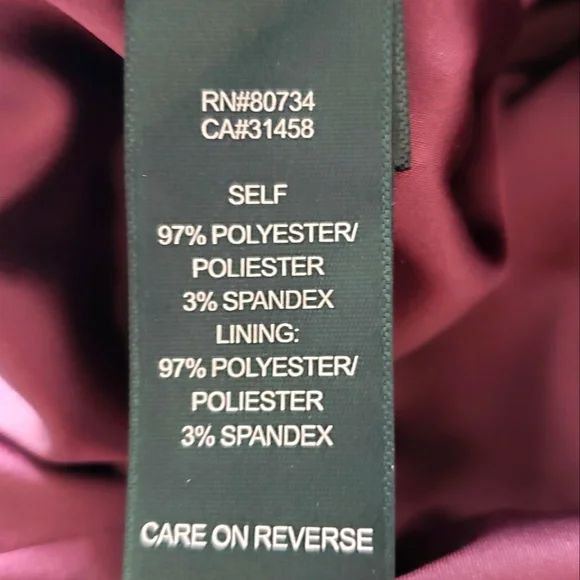 MAX & CLEO Burgundy Satin Strappy Bodycon Sleeveless Knee Length Dress--EUC--8 - Picture 13 of 16